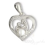 Anya Gyermekével Gyöngyös Szív Medál