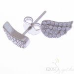 Kép 1/2 - ezüst kis apró köves angyalszárny fülbevaló