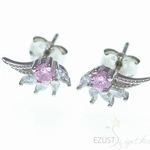 Kép 2/2 - stilizált angyalszárny ezüst fülbevaló rózsaszín