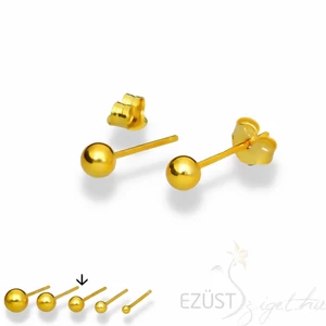 Aranyozott Ezüst Gömb, Bogyó Fülbevaló (többféle színben és méretben) - 4 mm