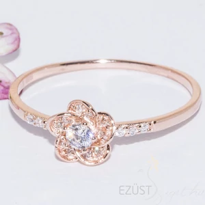 Kis Köves Virág Gyűrű Rose Gold Színben