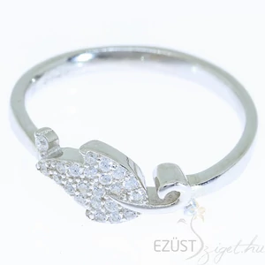 ezüst köves levél gyűrű