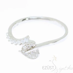 ezüst köves leveles gyűrű