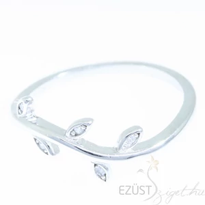 ezüst köves leveles ágas gyűrű