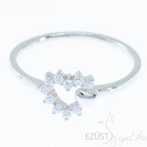 ezüst köves szív gyűrű