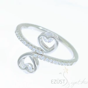 ezüst köves szív gyűrű
