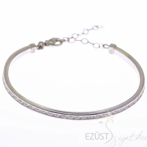 ezüst merev cirkónia köves karkötő