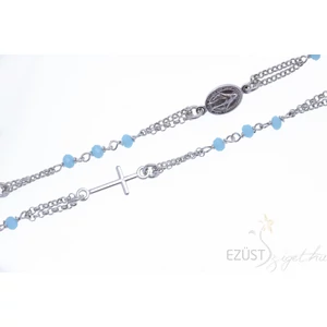 Ezüst Rózsafüzér Világoskék Gyöngyös