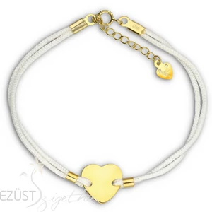 Aranyozott Szív Medálos Zsinóros Karkötő
