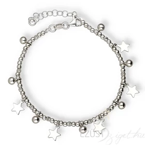 Ezüst Gyöngyös Csillagos Karlánc