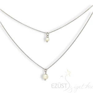 Ezüst Dupla Nyaklánc Gyöngyökkel
