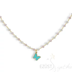 Vidám Aranyozott Kék Pillangós Nyaklánc (kétféle lánccal)