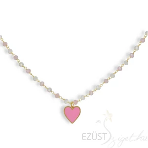 Vidám Aranyozott Pink Szíves Nyaklánc (kétféle lánccal)