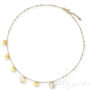 Csillag Szív Aranyozott Ezüst Gyöngyös Nyakék