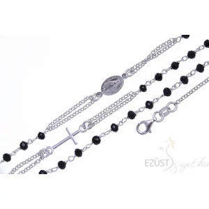 Ezüst Rózsafüzér Fekete Gyöngyökkel