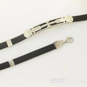 Ezüst Betétes Kaucsuk Karkötő Áttört Mintával - 20,5cm