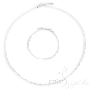 Csiszolt Ezüstgyöngyös Kígyólánc Nyakék-Karlánc Szett