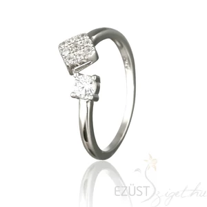 négyzetpár köves állítható gyűrű