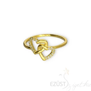 Dupla Szív Aranyozott Gyűrű