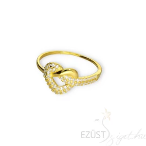 Átfont Szív Aranyozott Gyűrű