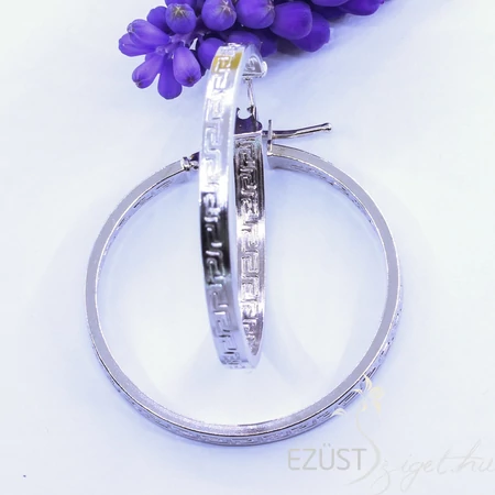 Karika Fülbevaló Görög Mintával - Átmérő: 30mm