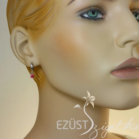 Lógós Köves Karika Fülbevaló (magenta)(13 mm)