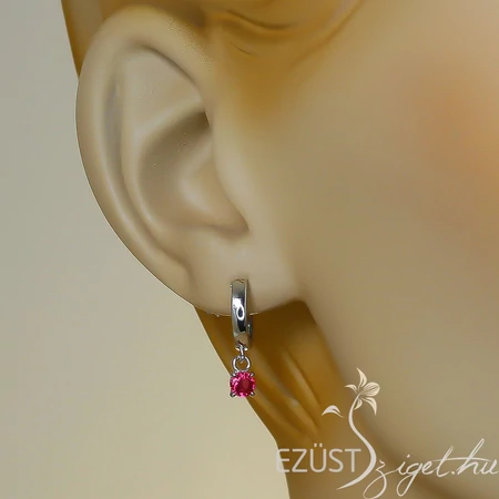 Lógós Köves Karika Fülbevaló (magenta)(13 mm)