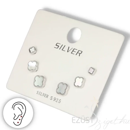 Fehér Opál Lóhere Fülbevalók 3in1 (3-4-5 mm) 