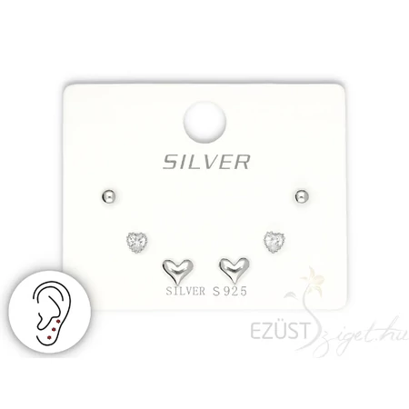 Letisztult Szív Fülbevalók 3in1 (3-4-5 mm)