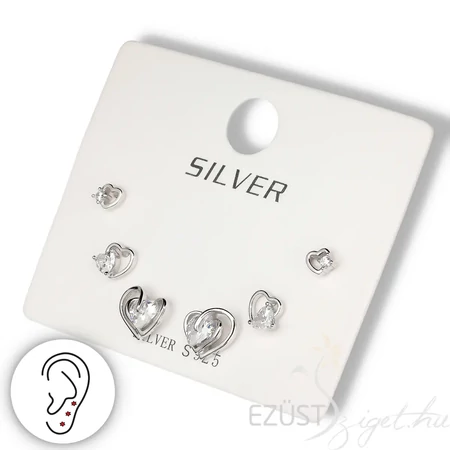 Szív a Szívben Fülbevalók 3in1 (3-4-6 mm)