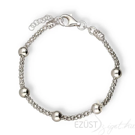 Ezüst Gyöngyös Popcorn Karlánc