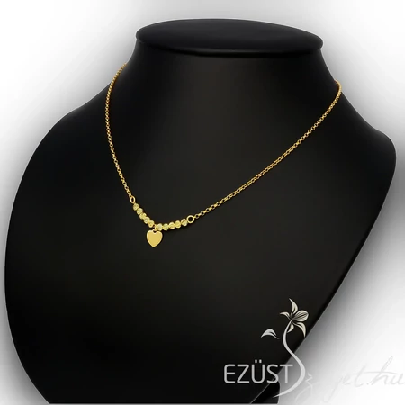 Aranyozott Ezüst Gyöngyös Szíves Nyakék