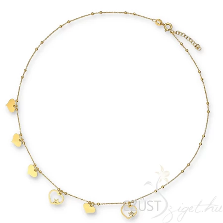 Csillag Szív Aranyozott Ezüst Gyöngyös Nyakék
