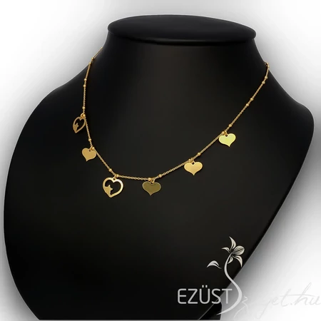 Csillag Szív Aranyozott Ezüst Gyöngyös Nyakék 