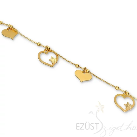 Csillag Szív Aranyozott Ezüst Gyöngyös Nyakék 