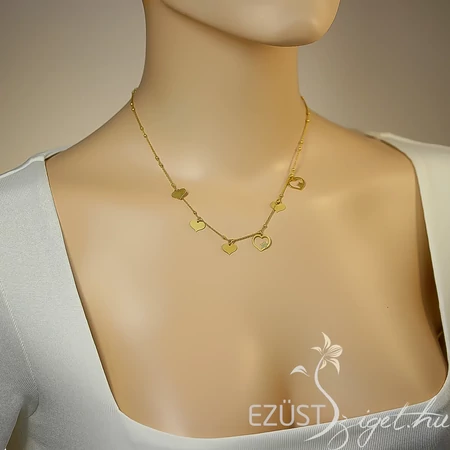Csillag Szív Aranyozott Ezüst Gyöngyös Nyakék 