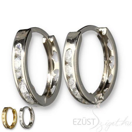 Fehér Köves Fehérarany Karika Fülbevaló (14 mm)