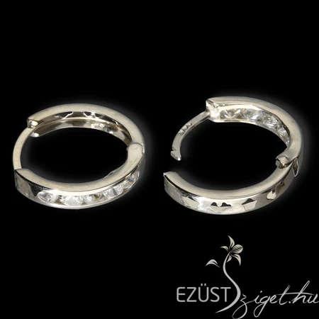 Fehér Köves Fehérarany Karika Fülbevaló (14 mm)