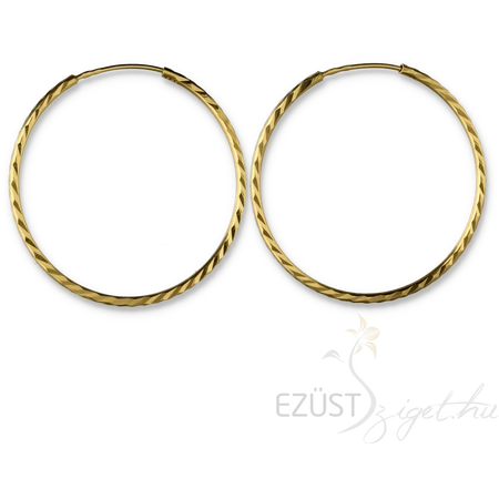 Szikrázó vésett mintás arany karika fülbevaló (38 mm)