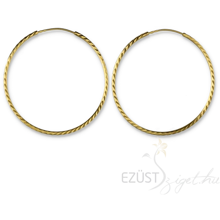 Szikrázó vésett mintás arany karika fülbevaló (48 mm)