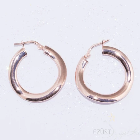 Lapított Hajlított Karika Fülbevaló Rose Gold Színben