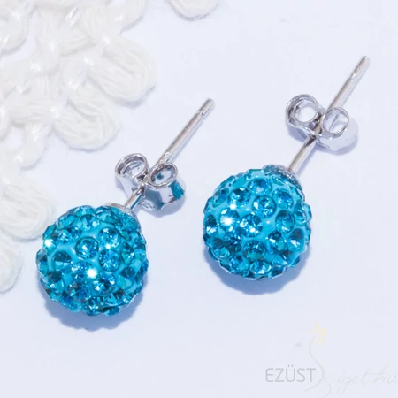 Halványkék Swarovski Gömb Fülbevaló, Nagy ( 10 mm)