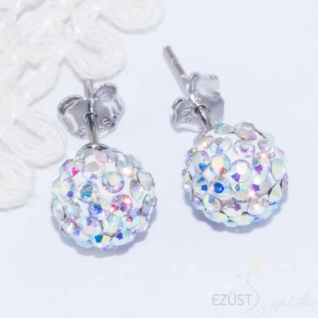 szivárvány swarovski gömb fülbevaló