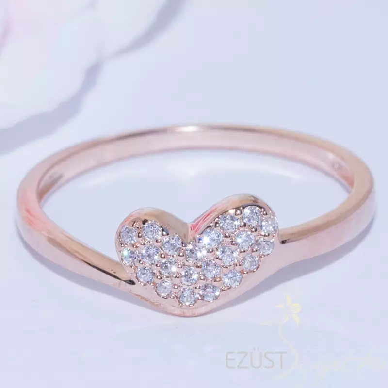 szív rose gold gyűrű