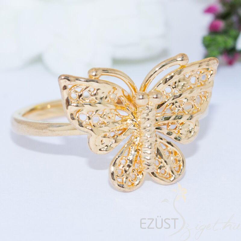 Csipke Pillangó Aranyozott Ezüst Gyűrű