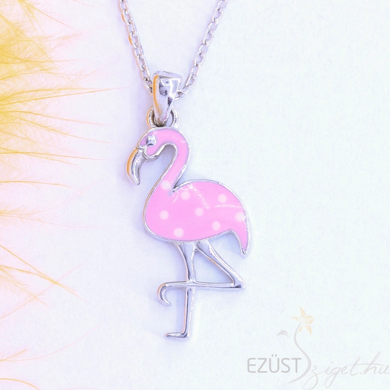 rózsaszín flamingó medál+lánc