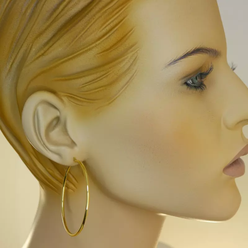 Hagyományos sorompózáras arany karika fülbevaló (50 mm)