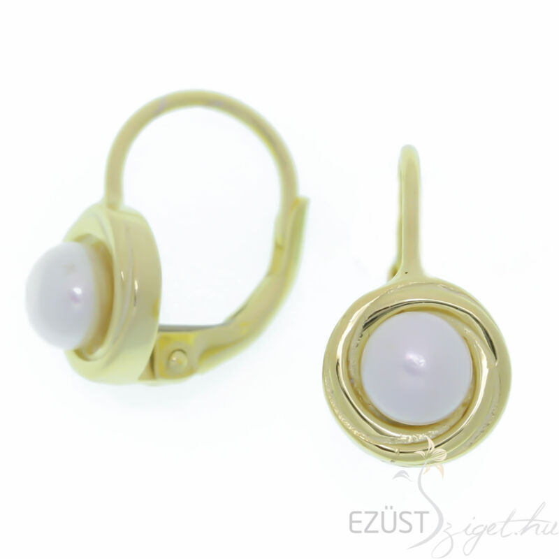 Aranyozott patentzáras gyöngy fülbevaló