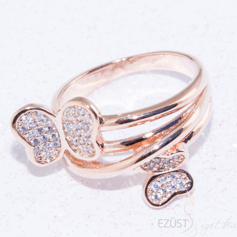 rose gold pillangó gyűrű